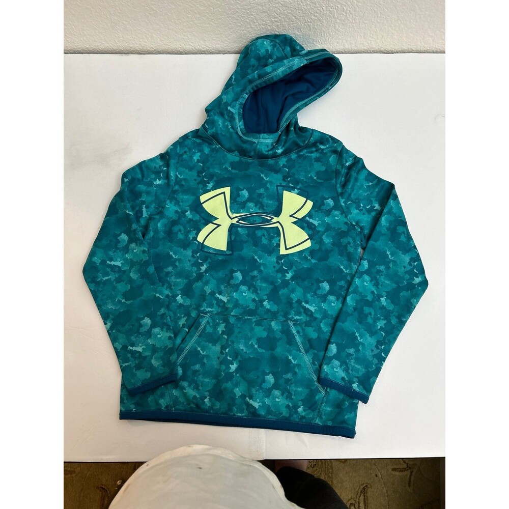 Under Armour Boys Teal Camo Hoodie Sweatshirt Size YLG